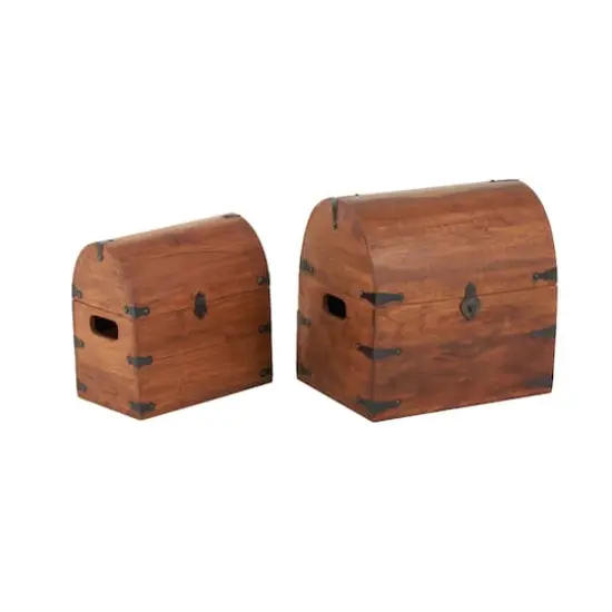 Brown Arched Storage Chest Decorative Box Set {4}
