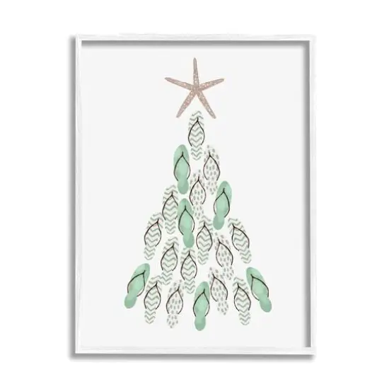 Stupell Industries Flip Flop Beachy Christmas Tree Black Framed Giclee Art White {1}