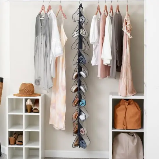 Household Essentials 59.75" Denim Cotton Blend & Plastic Over-the-Door 20 Pocket Shoe Organizer {3}