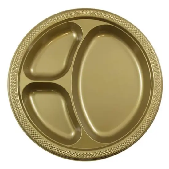 JAM Paper 10.25" Divided Plastic Party Plates, 20ct. Gold {1}