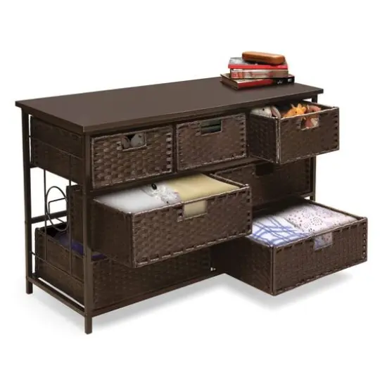 Badger Basket August Collection Wide Espresso Seven Basket Storage Unit {6}