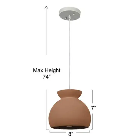 Hello Honey&reg; Sienna Matte Terra Cotta Boho Ceramic Ceiling Light with White Fabric Cord {5}
