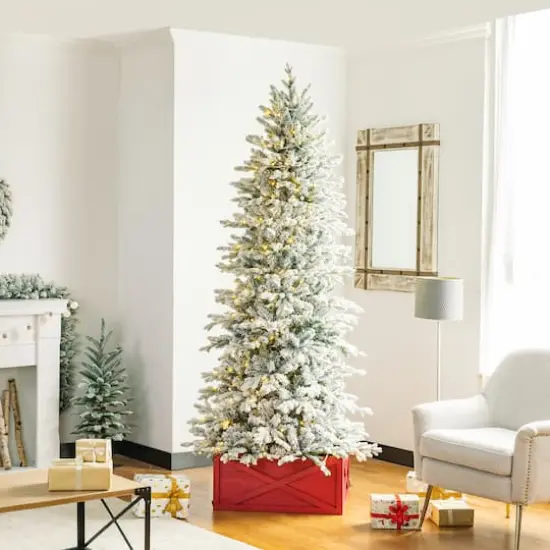 Glitzhome&reg; 22" Wooden Tree Collar Red {7}