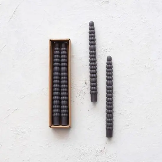 Hello Honey 10" Charcoal Unscented Pumpkin Shaped Taper Candles, 2ct. {4}