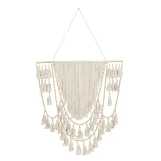 66" Traditional Macram&eacute; & Wood Wall D&eacute;cor Brown {6}
