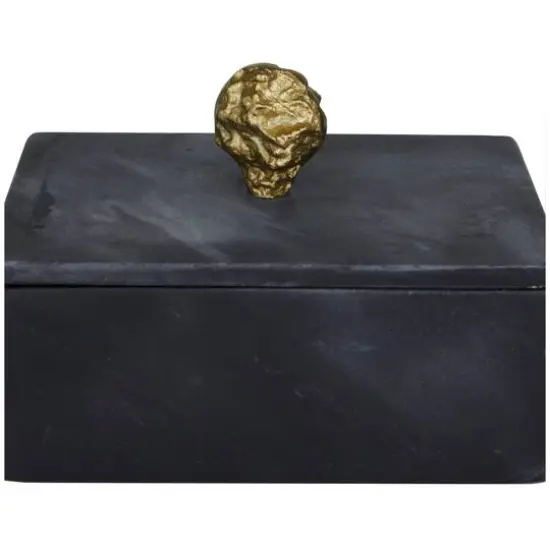 Black Marble Box with Gold Finial Set  {4}