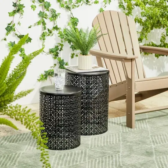 Glitzhome&reg; Multi-Functional Metal Accent Table Set Black {3}