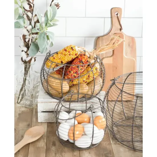 DII&reg; Gray Vintage Metal Basket Set {3}