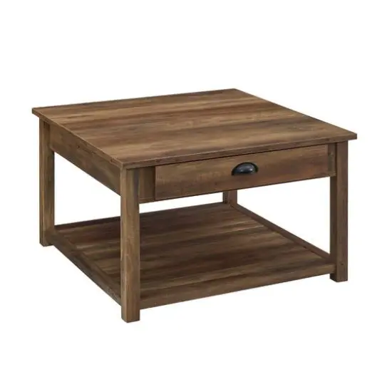 Walker Edison 30" Reclaimed Barnwood Square Country Coffee Table {5}
