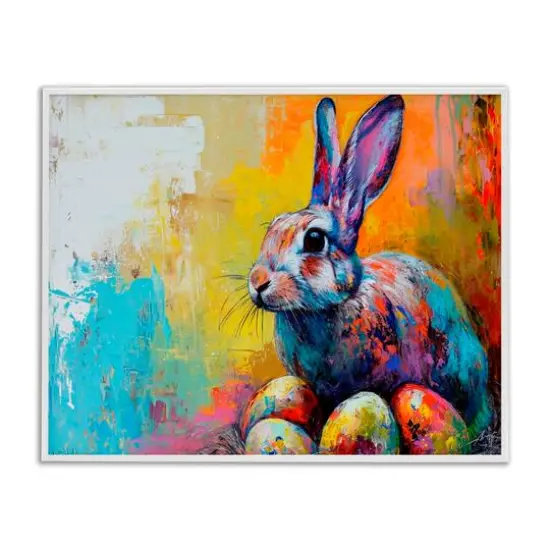 Stupell Industries Easter Joy Abstract Framed Giclee Art White {1}