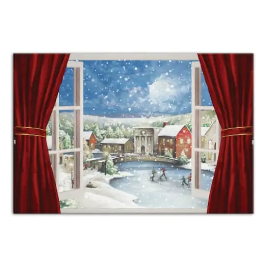 Christmas Window Scene Canvas Wall Art {1}