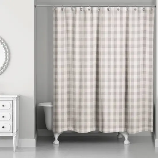 Plaid Shower Curtain Gray {3}