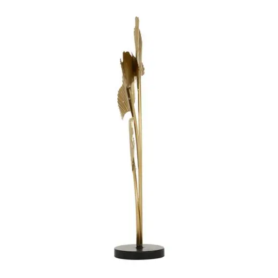 24" White & Gold Metal Modern Nature Sculpture {3}