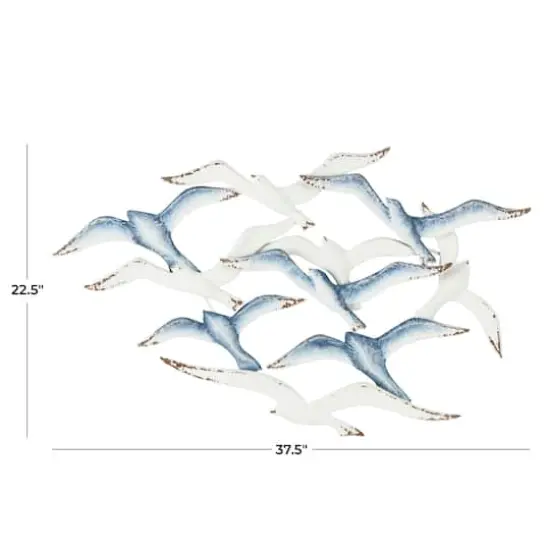 38" Blue Metal Bird Wall D&eacute;cor with Brown Distressed Accents {4}