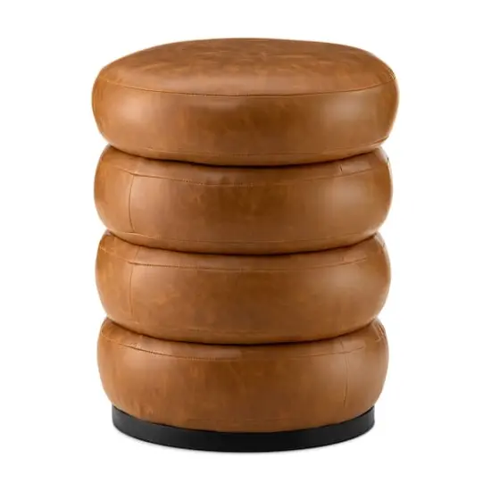 Glitzhome® 19.5" Coffee Brown Upholstered Storage Ottoman {1}