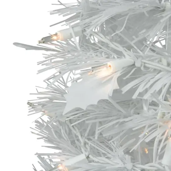 4ft. Pre-Lit White Tinsel Pop-Up Artificial Christmas Tree, Clear Lights {3}