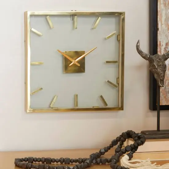 16" Gold Stainless Steel Wall Clock with Clear Face {7}