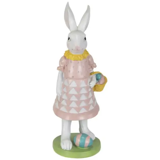 12" Girl Bunny with Easter Basket Outdoor Garden Statue {4}