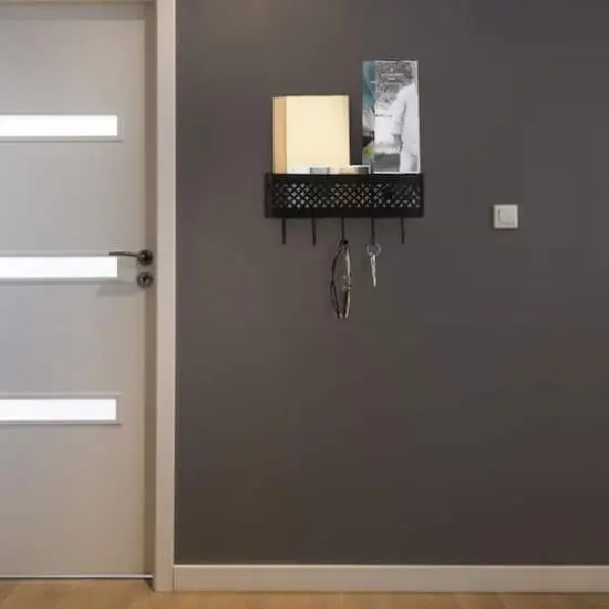 NEX&trade; Black Wall Mount Mail Sorter & 5 Hook Key Organizer {7}