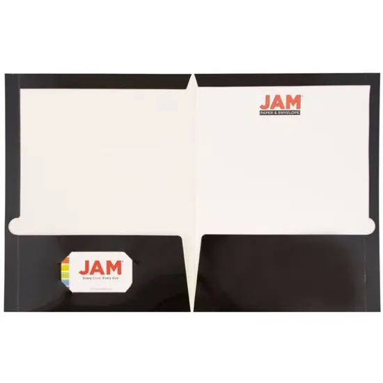 JAM Paper Glossy Laminated Two Pocket Folders, 25ct. Black {5}