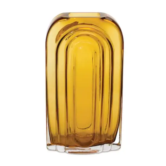 9.75" Rounded Amber Glass Vase {1}