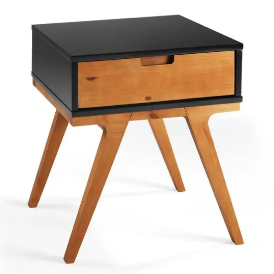 Walker Edison 20" 1-Drawer Modern Side Table Black/Caramel {1}