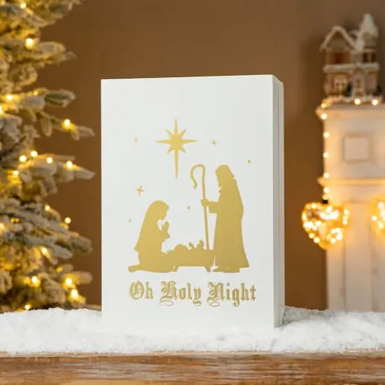 Glitzhome&reg; 17" Lighted Christmas Nativity Advent Calendar D&eacute;cor {4}