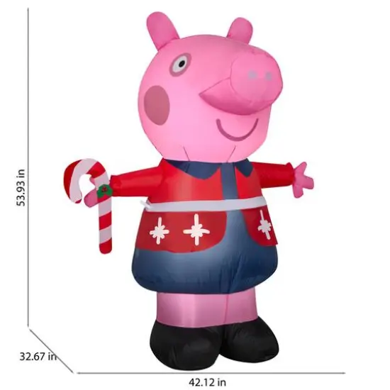 4.5ft. Airblown&reg; Inflatable Christmas Peppa Pig in Red Holiday Sweater {3}