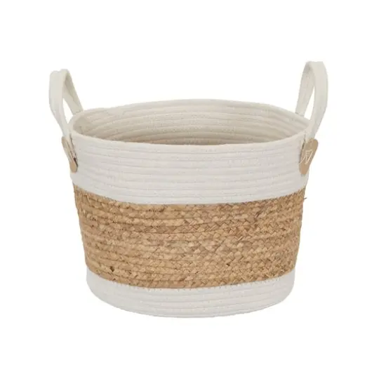 Household Essentials 9.5" White & Natural Corn & Hyacinth Wicker Basket {4}