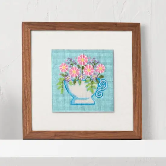 6" x 6" Floral Teacup Needlepoint Kit by Loops & Threads&reg; {3}