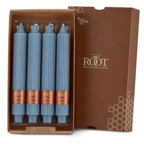 Root Candles 9" Unscented Grecian Collenette Taper Candles, 4ct. Williamsburg Blue {1}
