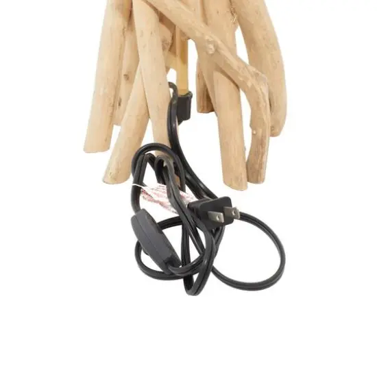 24" Natural Beige Wood Rustic Table Lamp {7}