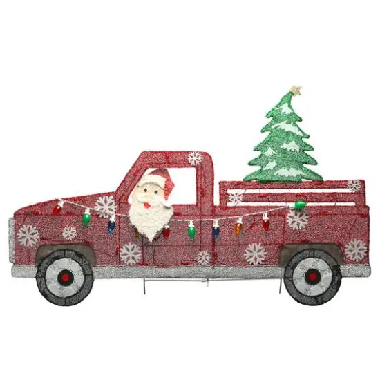 27'' Pre-Lit Santa in Red Truck Decoration {8}
