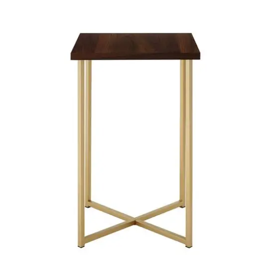 Walker Edison Luxe Modern Glam Square Side Table Dark Walnut/Gold {4}