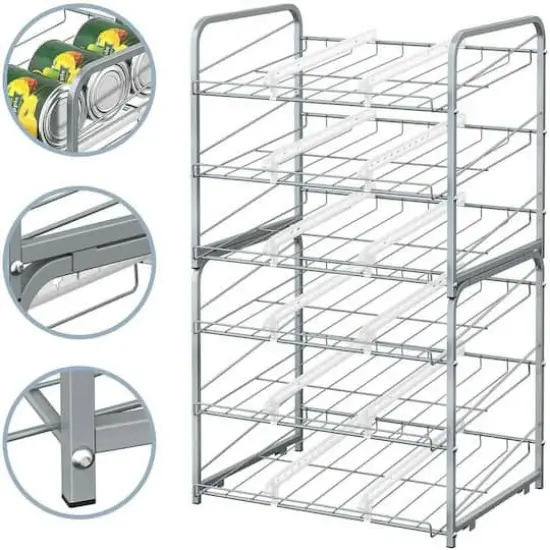 NEX&trade; 3-Tier Stackable Soda Can Rack Organizer, 2 Pack Silver {5}