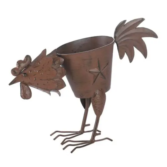 13" Pecking Rooster Planter {1}