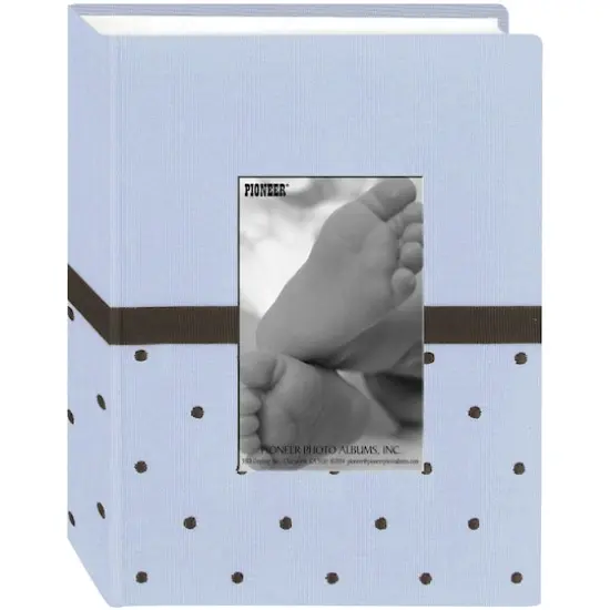 Pioneer&reg; Blue & Brown Baby Dot Fabric Frame Photo Album {1}