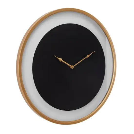 24" Black Metal Wall Clock with Gold Accents {3}