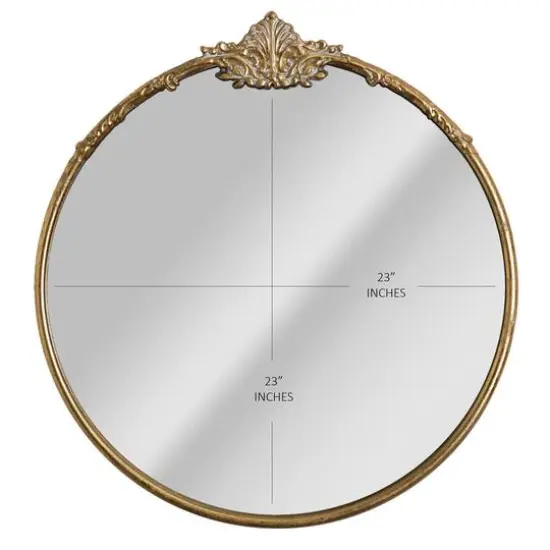 Head West 24" Vintage Ornate Round Gold Metal Frame Mirror {7}