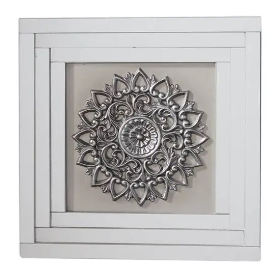 16" White & Silver Mirror Glam Floral Wall D&eacute;cor Set {5}