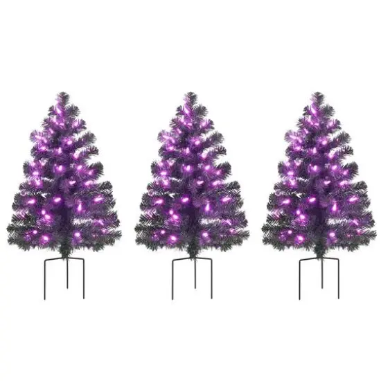 3ct. Pre-Lit Alexa Enabled Pathway Artificial Christmas Tree Set {8}