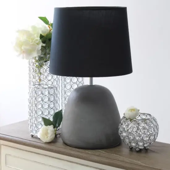 Simple Designs&trade; 17" Round Concrete Table Lamp Black {5}