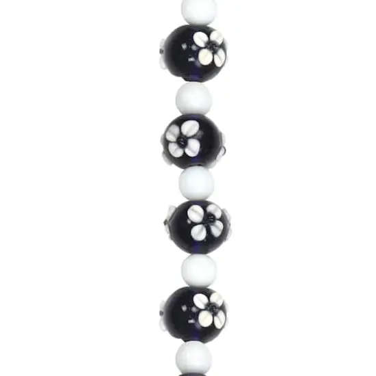 Blue & White Lamp Work Glass Round Beads by Bead Landing&reg; {1}
