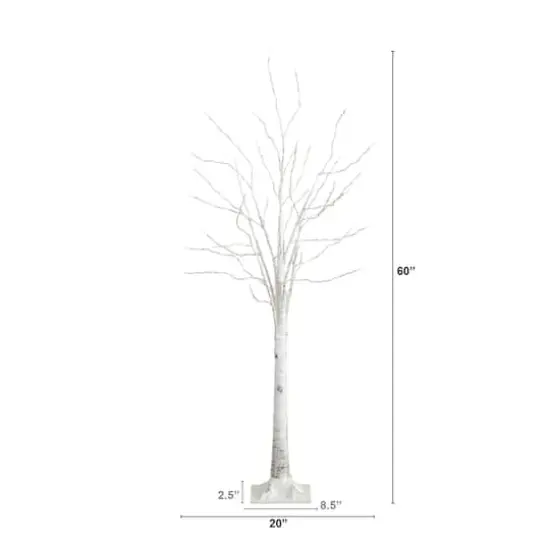 5ft. Pre-Lit White Birch Artificial Christmas Tree, Warm White LED Lights {3}