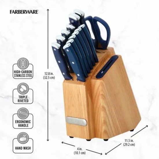 Farberware EdgeKeeper Ink Blue 14-Piece Slim Cutlery Set {9}