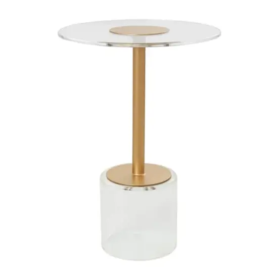 23" Clear Acrylic Accent Table with Gold Stand {1}