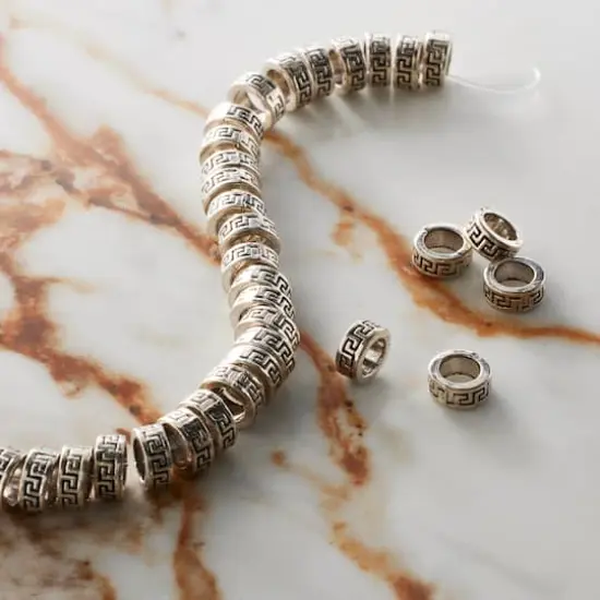 Antique Silver Metal Large Hole Spacer Beads, 7.5mm by Bead Landing&trade; {3}