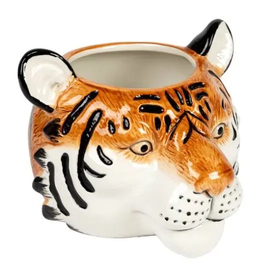 Hello Honey&reg; 6" Round Ceramic Tiger Head Planter {1}