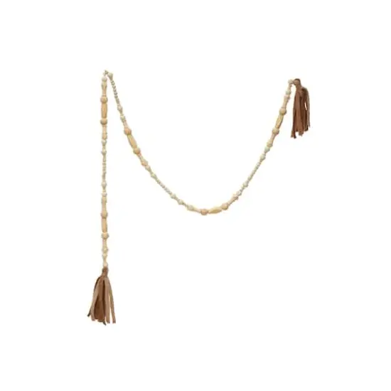 Hello Honey&reg; 6ft. Paulownia Wood Beads with Fabric Tassels Garland {1}