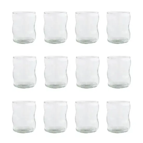 Hello Honey® 7oz. Clear Organic-Shaped Reclaimed Glass Drinking Glasses, 12ct. {1}